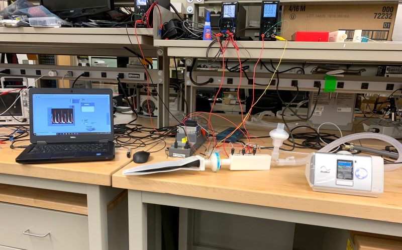Mechanical engineering professor Joseph Meadows is leading the design of flow meters, in-line sensors to measure oxygen flow from BiPAP machines to patients in real time.