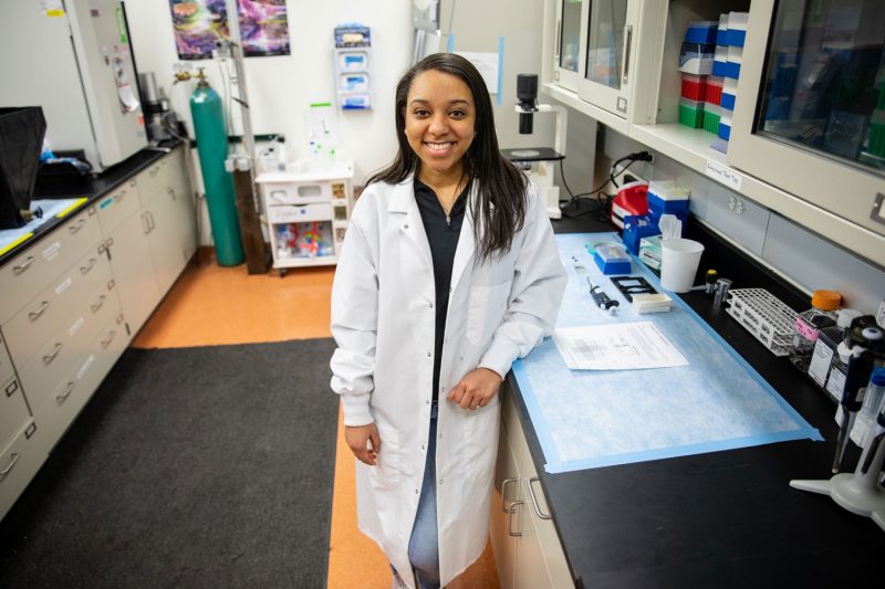 Michelle Dickerson, a New Horizon Scholar recipient, became interested in biomedical engineering due to its applicability to the real world to improve others’ lives. She conducts research in the Traumatic Nerve Technologies Lab.