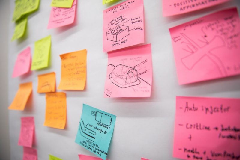 Board with design sticky notes
